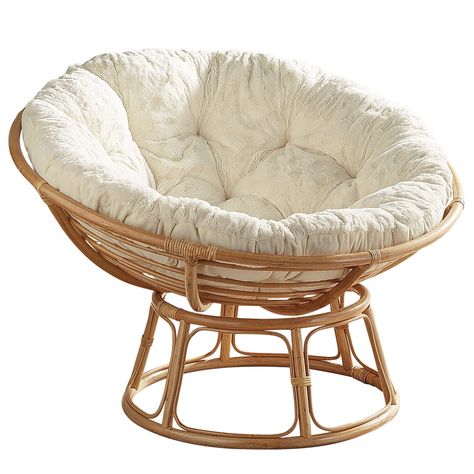 Papasan Chair Frame With Fuzzy Cushion Papasan Chair Frame, Indoor Rattan Furniture, Natural Chair, A Frame Cabins, Chair Frame, Deco Boheme, A Frame Cabin, Papasan Chair, Comfy Chairs