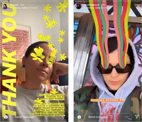 8 Artists Creating Fun AR Effects for Instagram Stories - Later Blog Filters Insta, Filters On Instagram, Story Filters, Magazine Design Cover, Ar Filter, Bubble Letter Fonts, Font Bubble, Autumn Instagram, Instagram Font