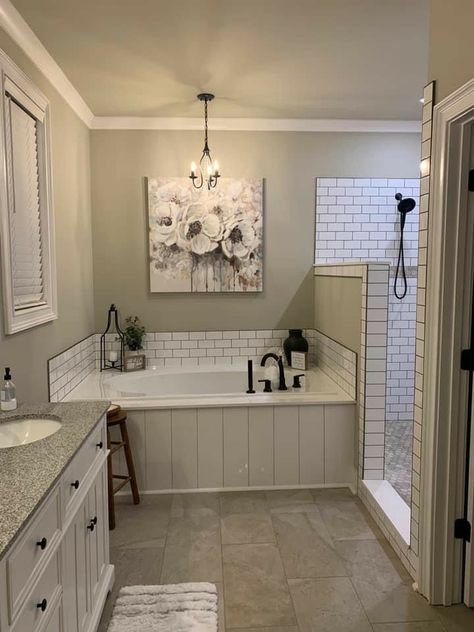 Double Wide Bathroom Remodel, Storage Ideas Small Bathroom, Bathroom Tub Remodel, Hidden Storage Ideas, Master Suite Bathroom, Mobile Home Bathroom, Tub Remodel, Bathroom Decorating Ideas, Shower Designs