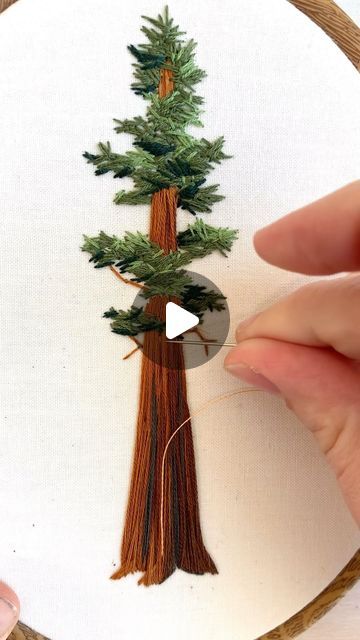 Tree Ring Embroidery, Cedar Tree Embroidery, Embroider Pine Tree, Embroidered Pine Tree, Pine Tree Embroidery, Embroidery Tree, Embroidered Stitches, Nature Embroidery, Poplar Tree