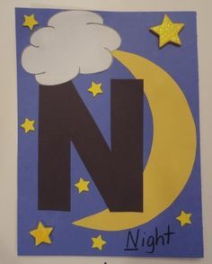 Letter N Crafts - Preschool Crafts N Is For Night, Letter N Activities, Preschool Letter Crafts, Alphabet Crafts Preschool, Abc Crafts, The Letter N, Alphabet Letter Crafts, Preschool Projects, Alphabet Crafts