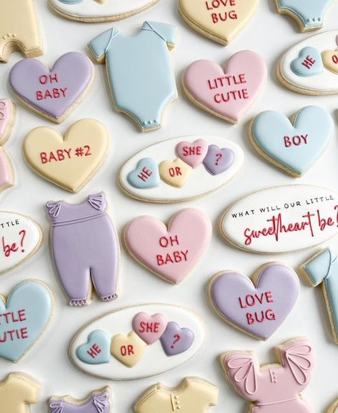 Valentines Gender Reveal, Easter Gender Reveal, Vintage Oven, Gender Reveal Cookies, Custom Sugar Cookies, Gender Reveal Cupcakes, Gender Reveal Cake, Valentine Cookies, Converse With Heart