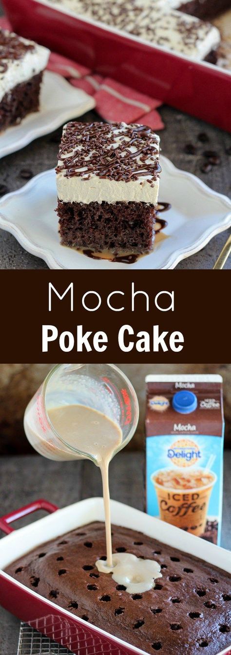 Mocha Poke Cake, Coffee Flavored Cake, Espresso Whipped Cream, Celebrating Sweets, Weight Watcher Desserts, Coffee Mocha, Mocha Cake, Chocolate And Coffee, Cake Coffee