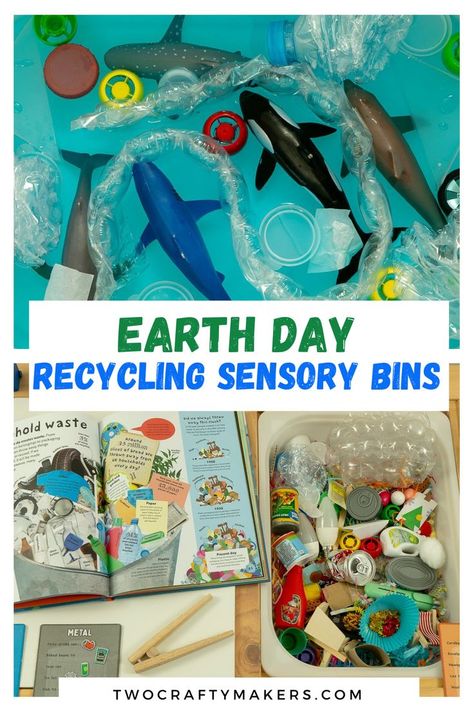 Bring Earth Day to life with these simple recycling sensory bin ideas. Learn about where waste goes and how we can recycle. Recycling Sensory Bin, Earth Day Sensory Bin, Earth Day Sensory, Sensory Bin Preschool, Sensory Bin Ideas, Creative Curriculum, Sensory Bin, Sensory Bins, Present Day