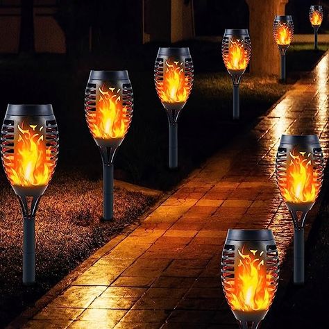 ✨ Light flickers like dancing flame, building an extraordinary atmosphere ✨ Amazing addition to your garden all year round Plant Troughs, Outdoor Decorative Lights, Solar Flower, Solar Lights Outdoor, Outdoor Fairy Lights, Pathway Lighting, Solar String Lights, Torch Light, Solar Garden