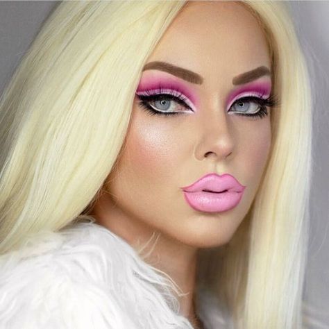 Princes Makeup, Makeup Barbie, Rosa Make-up, Romantic Makeup, Drag Make-up, Drag Queen Makeup, Barbie Halloween, Barbie Makeup, Barbie Costume