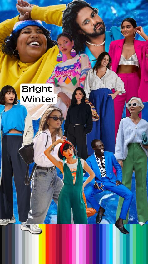 Winter Color Palette Outfits, Bright Winter Palette, Bright Winter Color Palette, Bright Winter Outfits, Winter Palette, Clear Winter, Winter Outfits Aesthetic, Winter Color Palette, Bright Winter