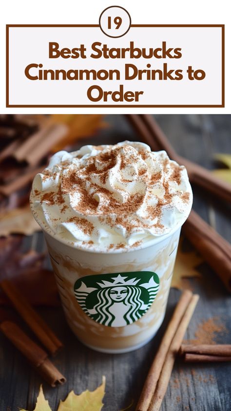 A photo of a Starbucks Cinnamon Dolce Latte in a cozy café setting, topped with whipped cream and a sprinkle of cinnamon, surrounded by cinnamon sticks and autumn leaves for a warm and inviting look. Cinnamon Dolce Starbucks Drinks, Cinnamon Starbucks Drinks, Starbucks Hot Drinks To Order, Cinnamon Drinks, Cinnamon Delights, Starbucks Macchiato, Starbucks Cinnamon Dolce Latte, Cinnamon Drink, Cinnamon Dolce Latte