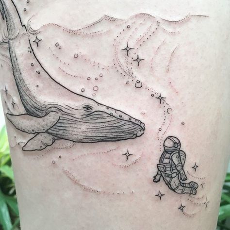 200+ Cute Cartoons Tattoos Designs (2021) Animated Characters Ideas Tattoo Prompts, Tattoo Astronaut, Tattoo Whale, Diver Tattoo, Octopus Tattoo Sleeve, Space Whale, Octopus Decor, Whale Tattoo, Astronaut Tattoo