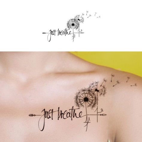 Just Breathe Tattoo, Tatoo Dog, Dandelion Tattoo, Initial Tattoo, Full Sleeve Tattoos, Tattoos For Daughters, Half Sleeve Tattoo, Mom Tattoos, Little Tattoos