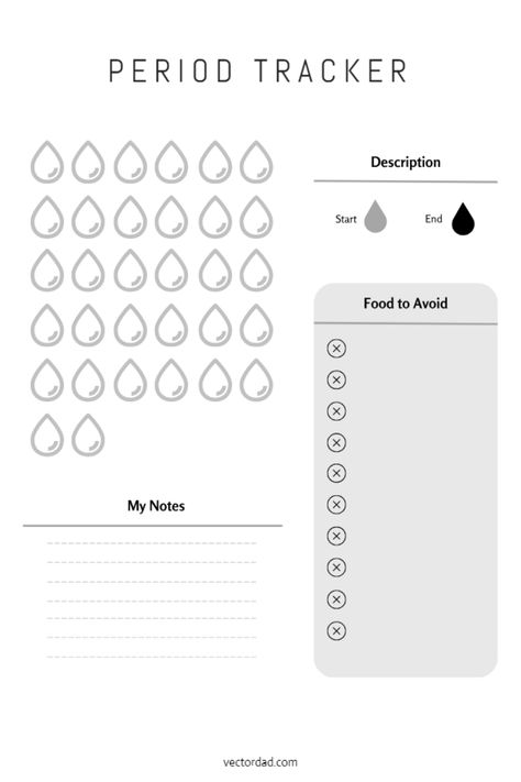 Period Tracker Printable Free, Period Tracker Template, Period Planner, Period Tracker Printable, Monthly Period Tracker, Track Your Cycle, Period Tracker, Planner Tracker, Gray Scale