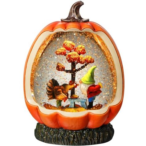 Gorrzai Fall Snow Globe Pumpkin Fall Decorations for Home, Gnome Snow Globe with Turkey Swirling Glitter Timer, Lighted Thanksgiving Decor Indoor Autumn Harvest, USB or Battery Operated (Gnome Turkey) Autumn Snow Globe, Christmas Snow Globes Target, Snow Globe From Target, Target Snow Globe, Picture Snow Globe, Led Snow Globe, Cardinal Decor, Fall Lantern, Christmas Snow Globes