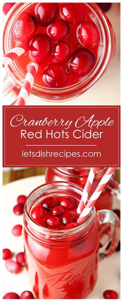 Hot Apple Cider Recipe With Red Hots, Hot Cider Recipes, Christmas Cider, Cranberry Cider, Red Hots Candy, Cranberry Christmas, Themed Recipes, Pinterest Food, Hot Christmas