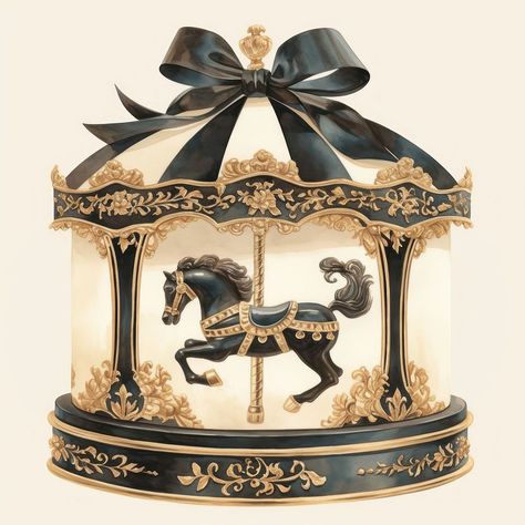 Elegant vintage carousel horse illustration | free image by rawpixel.com / Boom Carousel Photoshoot, Merry Go Round Horse, Coquette Music, Vintage Carousel Horse, Vintage Carousel, Horse Vintage, Aesthetic Png, Bow Coquette, Horse Illustration