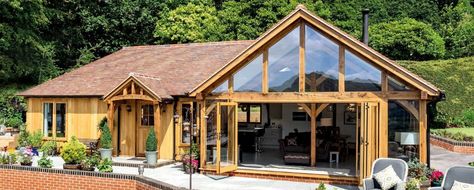 One Bedroom Oak Annexe with Feature Glazed Gable - Prime Oak Gable End Extension, Garden Room Extension, Glazed Gable, Vaulted Roof, Modern Conservatory, Prime Oak, Garden Room Extensions, Oak Framed Buildings, Bungalow Renovation