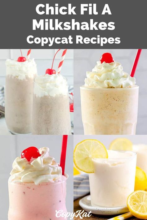 Chick Fil A Milkshake Recipe, Coffee Frosting Recipe, Chick Fil A Recipe Copycat, Best Copycat Recipes, Vanilla Milkshake Recipe, Chick Fil A Recipe, Cracker Barrel Copycat Recipes, Peppermint Milkshake, Milkshake Recipe Strawberry