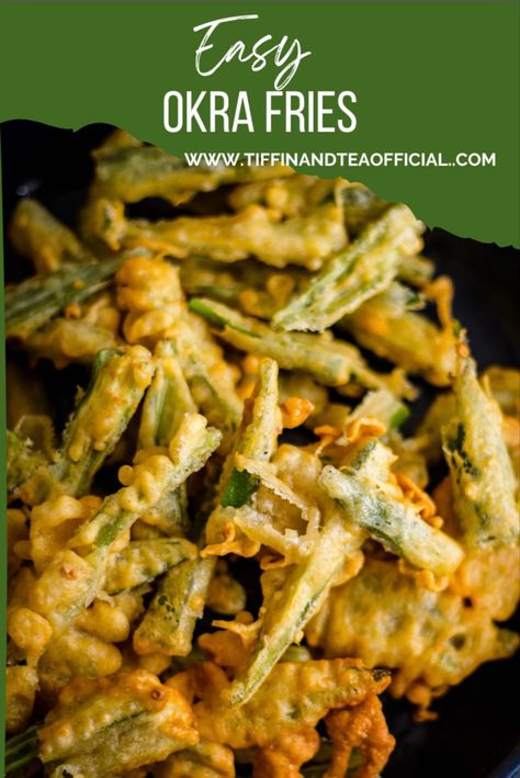 Crispy Fried Okra, Crispy Okra Recipes, Fried Okra Recipe, Kurkuri Bhindi, Crispy Okra, Baked Okra, Okra Fries, Indian Meals, Samosa Chaat