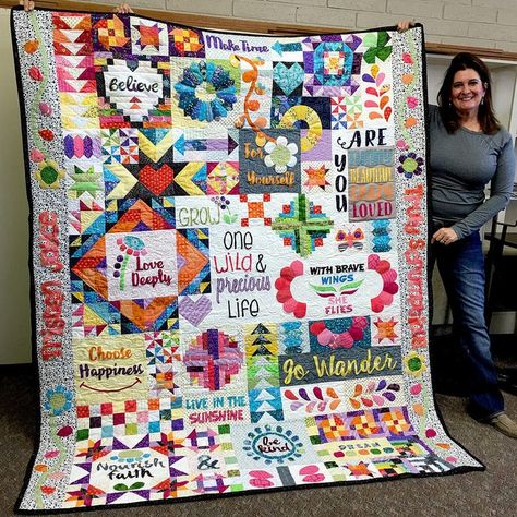 Dear daughter quilt | by tap6511 Memory Quilts, Shirt Quilts, Sampler Quilts, Dear Daughter, Crazy Quilting, Scrap Quilt, Quilt Festival, Sampler Quilt, Memory Quilt