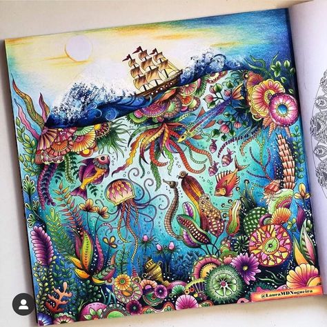 Lost Ocean Johanna Basford, Johanna Basford Lost Ocean, Lost Ocean Coloring Book, Enchanted Forest Coloring Book, Joanna Basford Coloring, Johanna Basford Enchanted Forest, Enchanted Forest Coloring, Joanna Basford, Gardens Coloring Book