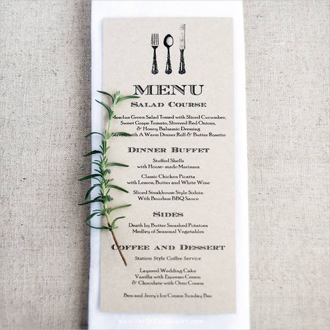 Dusty Wedding, Diy Menu Cards, Diy Wedding Menu Cards, Diy Wedding Buffet, Wedding Buffet Menu, Birthday Dinner Menu, Rustic Wedding Menu, Personalized Wedding Menu, Menu Vintage