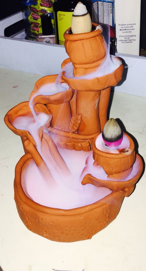 DIY oven bake clay backflow incense burner. *craftasticme123 handmade item* Backflow Incense Burner Diy Clay, Air Dry Clay Incense Burner, Backflow Incense Burner Diy, Diy Oven Bake Clay, Clay Backflow Incense Burner, Incense Burner Diy, Oven Bake Clay Ideas, Make Incense, How To Make Incense