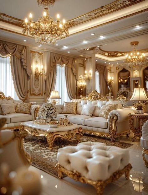 Vintage French Living Room, Rococo Room Decor, Gold And Pink Living Room, Fancy Living Room Ideas, Rich House Interior, Rococo Living Room, French Furniture Living Room, Rich Home Decor, Rococo House