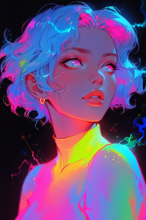 Neon Art Style, Glow Digital Art, Neon Digital Art, Funny Optical Illusions, Nft Character, Digital Art Inspiration, Photographie Portrait Inspiration, Wallpaper Inspiration, Colorful Illustration