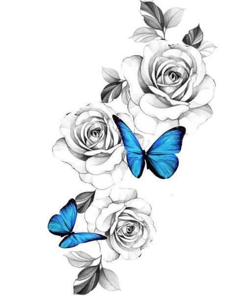 Tattooed Resonance: Stories Echoed in Skin Rose And Butterfly Sleeve Tattoo, Roses And Butterfly Tattoo Design, Butterfly And Rose Drawing, Butterflies And Roses Tattoo, Rose And Butterfly Tattoo Thigh Piece, Butterfly And Rose Tattoo For Women, Rose With Butterfly Tattoo For Women, Roses And Butterflies Tattoo, Butterfly And Roses Tattoo