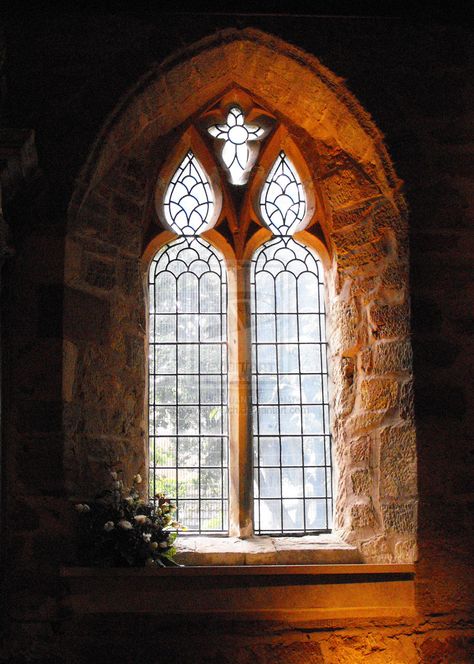 church window Castle Window, Church Aesthetic, Gothic Windows, Old Country Churches, Medieval Gothic, Stained Glass Angel, Church Windows, Sacred Architecture, Church Interior