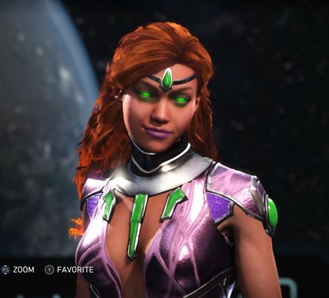 STARFIRE - Injustice 2 So impressed with the designs for these Injustice 2 characters. Each person looks so unique and realistic. Starfire is definitely one of my favorite characters in the game, right next to Enchantress! 👍🏾😎👍🏾 Starfire Realistic Art, Starfire Injustice 2 Icons, Star Fire Injustice 2, Injustice 2 Enchantress, Injustice Starfire, Injustice 2 Starfire, Dc Starfire, Injustice 2 Characters, Raven Comics