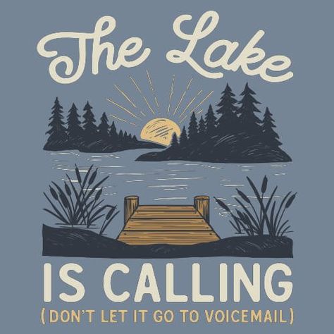 Lake House Art Painting, Lake Life Illustration, Lake Chalkboard Art, Lake Life Design, Life Is Better At The Lake, Lake Logo Design, Lake Life Signs, Cabin Quotes, Lake Life Quotes