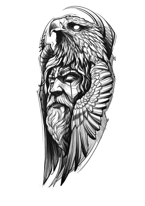 Zeus Tattoo, Kunst Tattoos, Tattoo Trend, Illustration Tattoo, Warrior Tattoos, Nordic Tattoo, Person Drawing, Norse Tattoo, Geniale Tattoos