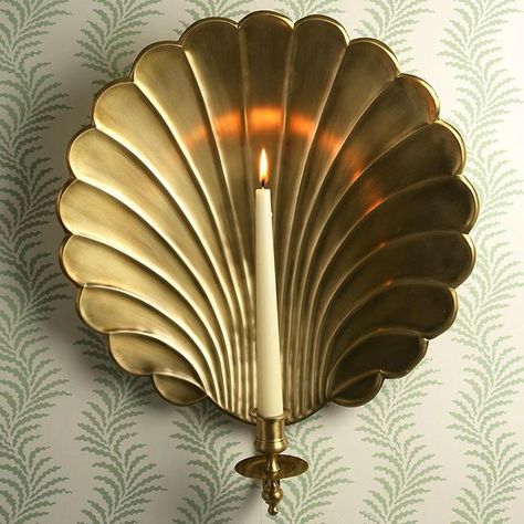 Soane Britain's Shell Wall Light on Scrolling Fern Silhouette wallpaper. Fern Silhouette, Silhouette Wallpaper, Soane Britain, Koi Art, Fern Frond, Sea Design, Deco Luminaire, Dream Home Design, Fern