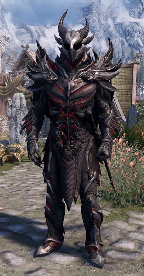 Skyrim Dragon Armor, Skyrim Armor Sets, Skyrim Armor, Daedric Armor, Drawing Body Proportions, Skyrim Cosplay, Skyrim Special Edition Mods, Skyrim Art, Elder Scrolls Art