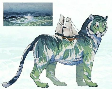 Mystic Animals, Water Tiger, Fantasy Vibes, Tiger Drawing, Mystical Animals, Dnd Monsters, Blue Tiger, Creature Drawings, Tiger Art