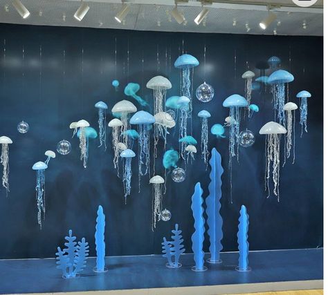 Ocean Theme Party Decorations, Avatar Theme, Summer Window Display, Under The Sea Decorations, Summer Pendant, Showroom Decor, Lobby Decor, Ocean Theme Party, Decoration Vitrine