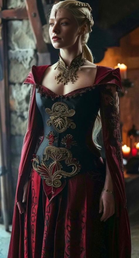 Aegon Crown, Valyrian Dresses, Sansa Stark Dress, Targaryen Clothes, Targaryen Dress, Westeros Fashion, Game Of Thrones Dress, Game Of Thrones Outfits, Dragons Clothes