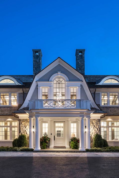 Gambrel Style House, Hamptons Mansion, Gambrel House, Shingle Style Architecture, Gambrel Style, Shingle House, Mansion Exterior, Shingle Style Homes, Greenwich Ct