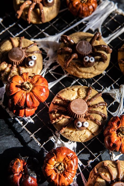 Cookies Half Baked Harvest, Peanut Butter Spider Cookies, Half Baked Harvest Recipes, Spider Cookies, Pretzel Twists, Peanut Butter Chocolate Bars, Peanut Butter Pretzel, Mini Pretzels, Harvest Recipes