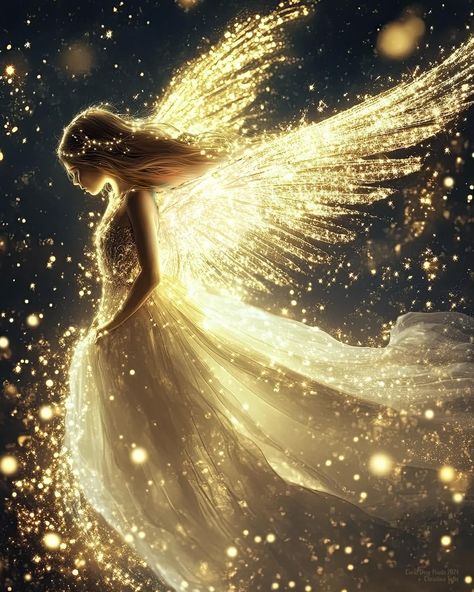 A high resolution (300ppi) digital download file for print featuring a stunning, luminescent winged angel, studded with stars on a navy blue background. Her ethereal glow radiates the warmth and love of her Creator shining his light on the world. This print brings the radiance of God's love and light to any place in your home, nursery, childcare or church. This file can be sized up to 16x20 final print.  Product Features: * Instant Download (Digital Printable, Home Printer or Commercial) * High quality JPG file * Print Release Form PDF file * Suitable for any sized print up to 16"x20" Download instructions: * Access your files after purchase from your Etsy account Purchases section here: http://www.etsy.com/your/purchases Please note: *This is a jpg file for print creation on a home printe Beautiful Angels Pictures Heavens, Heavenly Angels Art, Angels In The Sky, Nursery Childcare, Angels And Fairies, Angel Of Light, Winged Angel, Glowing Background, Angel Artwork