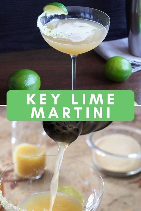 Key Lime Martini Recipe (Without Cream) - Very Obsessed Key Lime Martini Recipe, Lime Martini Recipe, Lime Martini, Key Lime Pie Martini, Key Lime Martini, Martini Recipe, Gimlet, Gluten And Dairy Free, Martini Recipes