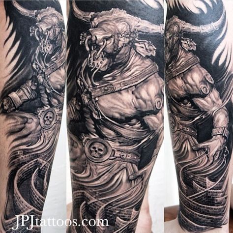 Jose Perez Jr on Instagram: ��“Did this #Labyrinth aka #Minotaur around 6 years ago on one of my trips to Europe , did this piece at the Belgium tattoo convention . I was…” Minotaur Tattoo, Belgium Tattoo, Bull Tattoos, Taurus Tattoos, Tattoo Convention, Mythology Tattoos, Greek Tattoos, Tattoo Art Drawings, Leg Sleeves