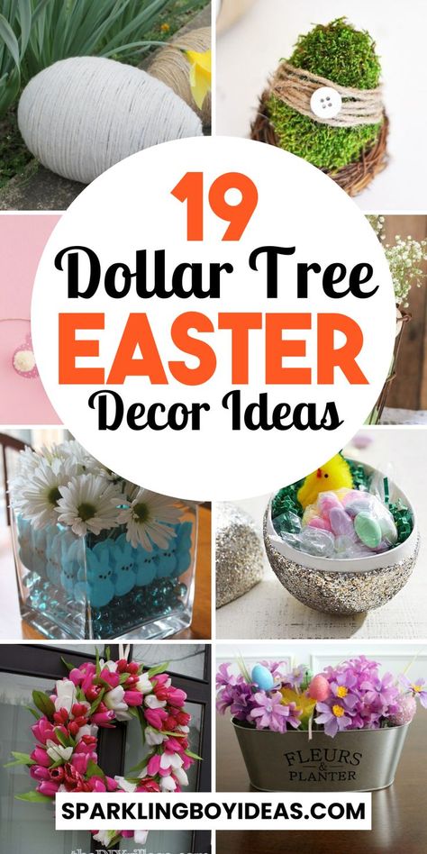 Transform your home this spring with cheap DIY Dollar Tree Easter decorations! Discover DIY Easter crafts, from DIY easter wreaths to adorable spring centerpieces, perfect for any space. Get creative with easy easter bunny crafts, easter basket ideas, and easter egg decorating projects. We've endless inspiration for DIY Easter decorations and spring tablescapes on a budget. Whether planning an Easter party or just adding a touch of spring, find creative spring decor ideas for your home. Cheap Easter Decorations, Dollar Tree Easter Decor, Easter Crafts Dollar Store, Dollar Tree Easter Crafts, Easter Centerpieces Diy, Unique Easter Baskets, Easter Table Centerpieces, Easter Decor Ideas, Easter Flower Arrangements