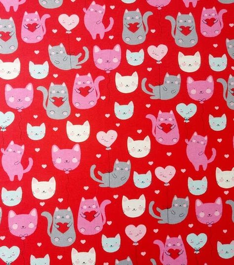 Valentine's Day Cat Hearts on Red Super Snuggle Flannel Fabric by POP! | JOANN Valentines Day Cat, Themed Crafts, Valentine Day Crafts, Cat Supplies, Joanns Fabric And Crafts, Flannel Fabric, Getting Cozy, Red Background, Soft Flannel