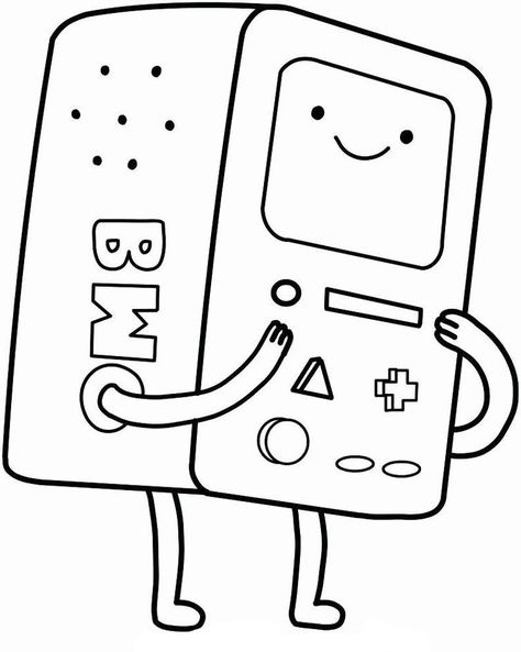 Bmo Drawing, Bmo Tattoo, Adventure Time Coloring Pages, Cartoon Printable, Little Gifts For Him, Adventure Time Bmo, Adventure Time Drawings, Cartoon Party, Show Character