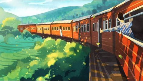 Train Illustration, Lifestyle Illustration, Orient Express, Animated Love Images, Colorful Abstract Art, Landscape Illustration, Abstract Art Prints, Box Ideas, Colorful Drawings