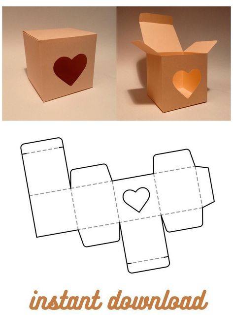 Heart Box Template, Template Heart, Diy Gift Box Template, Box Template Printable, Heart Gift Box, Idee Cricut, Paper Box Template, Printable Box, Packaging Template