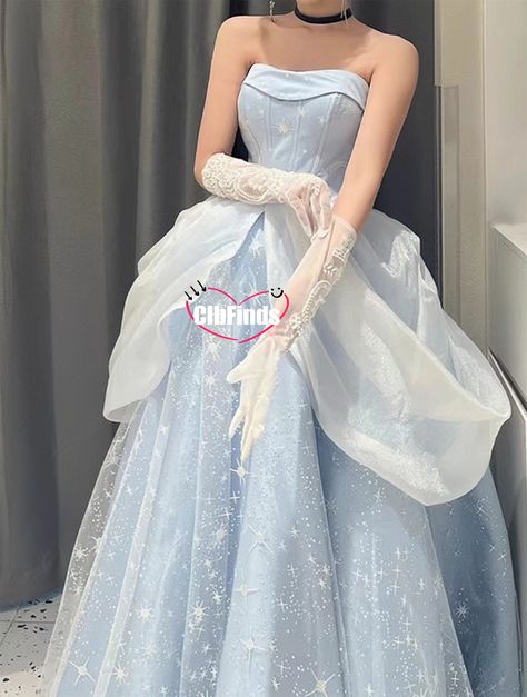 Ice Prom Dress, Blue Fairytale Prom Dress, Princess Themed Prom Dresses, Winter Theme Dress, Jellyfish Wedding Dress, Blue Butterfly Prom Dress, Anime Prom Dress, Cinderella Dress Aesthetic, Aesthetic Bridesmaid Dresses