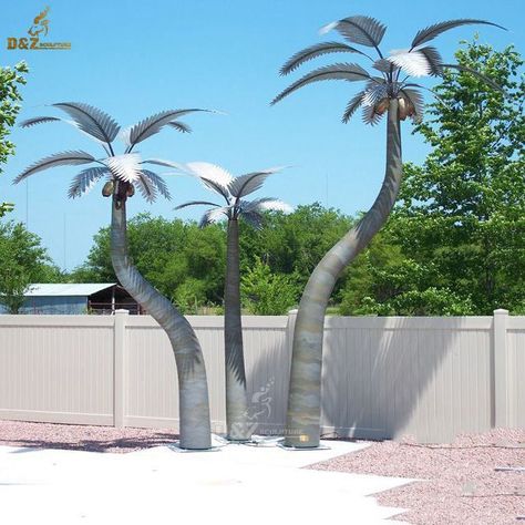 Christmas Tree Yard Art, Metal Palm Tree, Christmas Tree Yard, Fake Palm Tree, Vinyl Shutters, Interior Design Books, Metal Christmas Tree, Metal Christmas, Sculptures For Sale