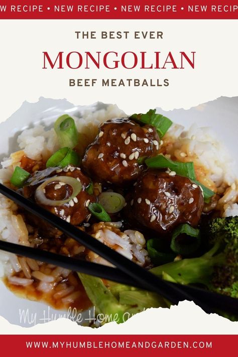 Here's another delicious recipe for ground beef. Your family will enjoy these Mongolian beef meatballs with a shiny, sweet, spicy sauce. Mongolian Beef Meatballs, Mongolian Meatballs, Recipe For Ground Beef, Meatballs With Rice, Sweet Spicy Sauce, Meatballs And Rice, Mini Dessert Recipes, Humble Home, Mongolian Beef